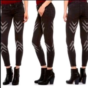 Free People black skinny jeans - chevron print